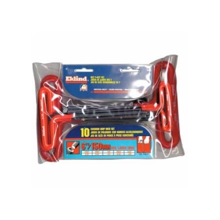Eklind Cushion Grip Hex T-Key Set, 10 per pouch, Hex Tip, Inch, 6 in Handle 269-53610