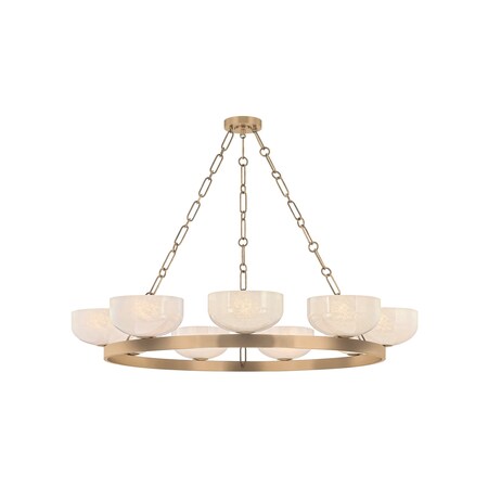 Troy Lighting Caelum 44.5in wide 9 Light Chandelier in Patina Brass F1345-PBR