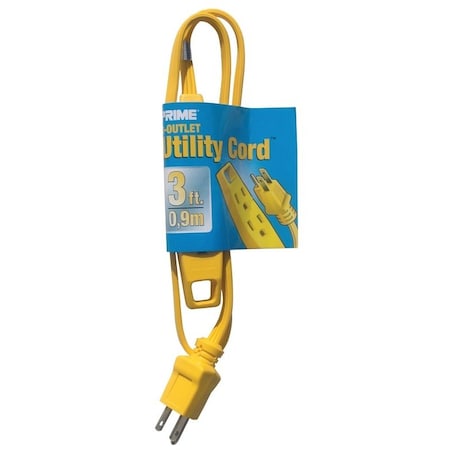 Prime Wire & Cable Cord Util 3otlt Yel 16/3ga 3ft EC840603