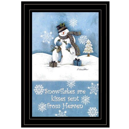 Homeroots Trendy Snowman 3 Black Framed Print Wall Art 406285