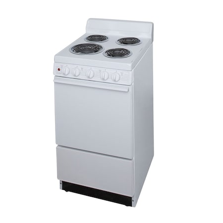 Premier Electric Range, 20 inW x 40 inH x 24.5 inD, 2.42 cu. ft. Oven, No Drawer, Coil Top Stove, White 805692