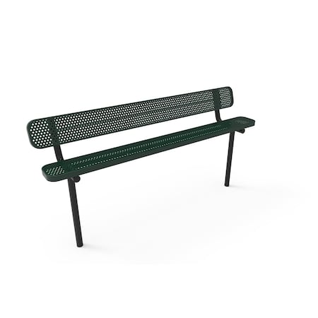 Mytcoat 8ft Outdoor Bench with Back, Inground, Green, Punched Steel, Industry Standard Coating 804167