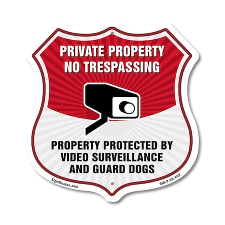 Signmission Private Property Shield Sign No Trespass, 18 Inch X 18 Inch, Plastic Sign SHI-P-18-443