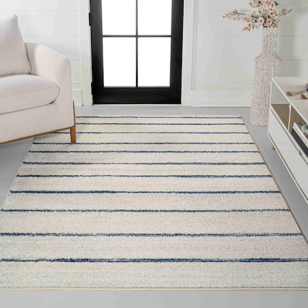 Jonathan Y Williamsburg Minimalist Stripe Cream/Navy 3 ft. x 5 ft. Area Rug MOH201E-3