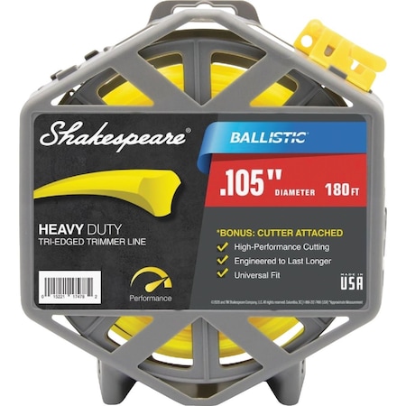 Shakespeare Ballistic 0.105''x 180 Ft. Tri-Edged Trimmer Line With Cutter 17478