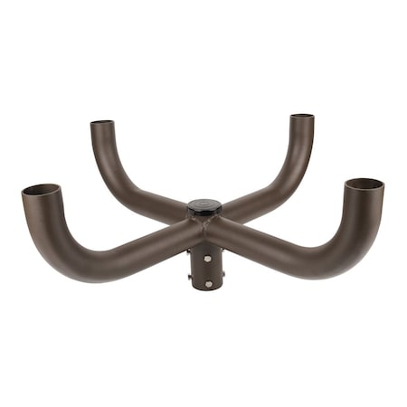 J&H Led 17 in. 90-Degree Quad Bullhorn Mounting Bracket Tenon Adapter for Round Outdoor Pole Lights JH-1QBH90-54C