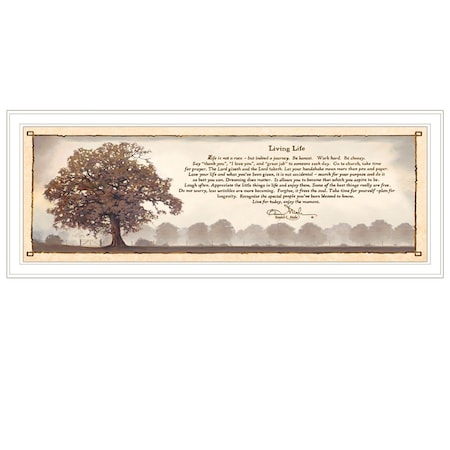 Homeroots Living Life 10 White Framed Print Wall Art 406468