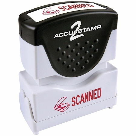 Accu-Stamp2 Pre-Inked Shutter Stamp, Red, SCANNED, 1.63 x 0.5 035605