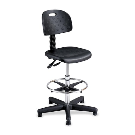 Safco Soft Tough Deluxe Workbench Chair, Polyurethane, Black, Glides 6912