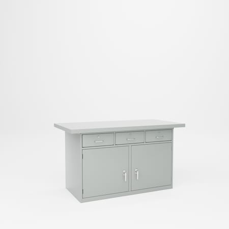 Pucel Cabinet Workbench w/ Drawers, Hardwood Top, 60 in W x 34 in H x 30 in D, Gray W-3060-CD