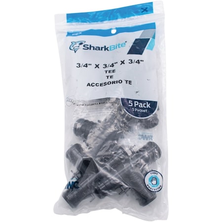 Sharkbite PEX-B 3/4'' Poly Alloy Barb Tee, 5PK UP370A5