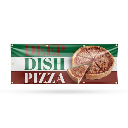 Signmission Deep Dish Pizza, 36 Inch x 96 Inch, Vinyl Banner B-96-30535