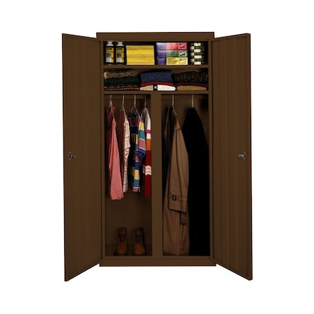 Steel Cabinets Usa Storage Cabinet, 72 in H, 36 in W, Walnut, 2 Shelves W-367224DS-WAL