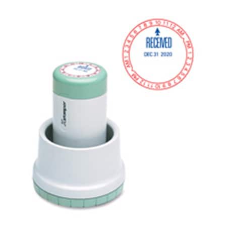 Shachihata Rotary Stamp Time Received 1.75 in. Diameter RedBlue XST22402