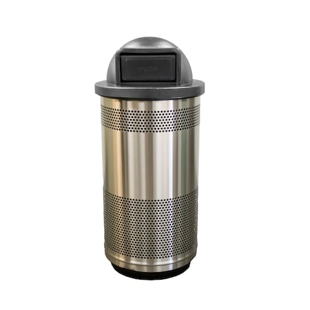 Witt Industries Outdoor Stainless Steel Perforated Receptacle with Dome Top SC35P-01-SS-DT