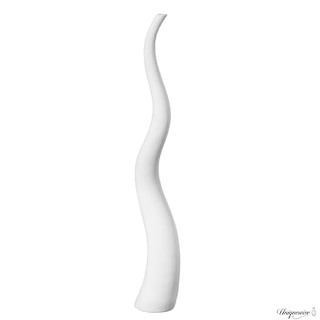 Uniquewise 51in Tall Animal Horn Shape Floor Vase: Elegant Ceramic White Accent for Entryway, Dining, or QI004040.W.M