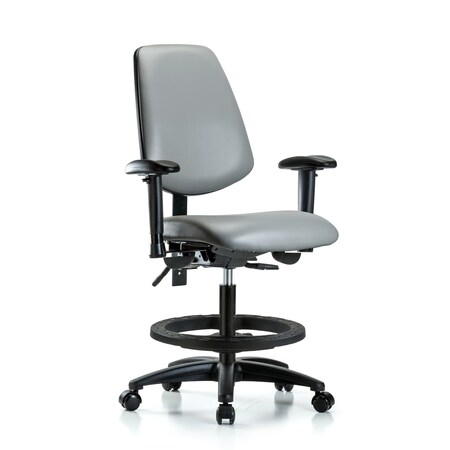 Blue Ridge Ergonomics Vinyl Chair, Vinyl, Adjustable Arms BR-VMBCH-MB-RG-T1-A1-BF-RC-8840