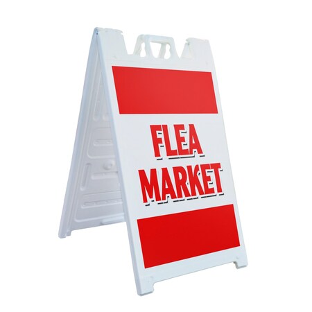 Signmission Flea Market, A-Frame & 2 Decals Installed, Heavy-Duty Plastic Frame SBHD-D-2436-Flea Market