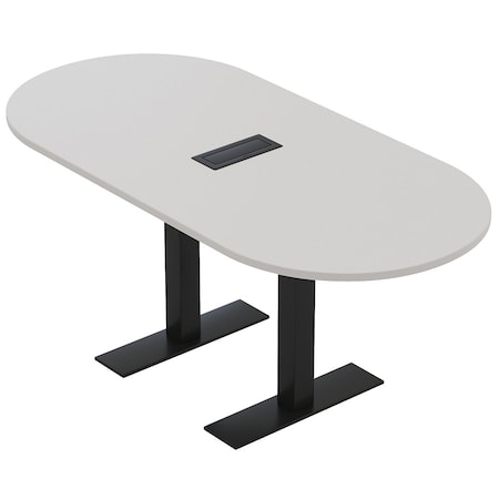 Skutchi Designs 6ft Racetrack Conference Table With Power | Harmony Series | 6 Person Meeting Room Table HAR-RAC-36X72-T.BK-U779-EBLK
