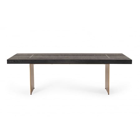 Homeroots 95" Dark Brown And Brass Metal Sled Base Dining Table 487883
