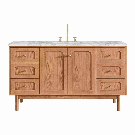 James Martin Vanities Laurent 60 in. Single Vanity, Light Natural Oak, w/ 3 CM Carrara Marble Top 545-V60S-LNO-3CAR