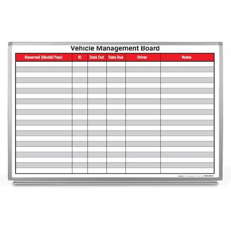 Creative Safety Supply Vehicle Management Board Whiteboard, 60in x 40in WB10187-60