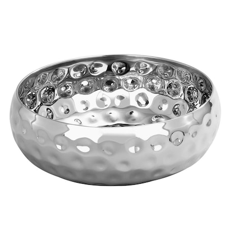 Auric Elegance Bolt Hammered 11 in. Round Stainless Steel Serving Bowl AU2607246
