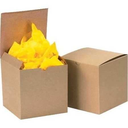 Partners Brand 6 in x 6 in x 6 in Gift Box, Kraft, Fiberboard, 100 PK GB666K