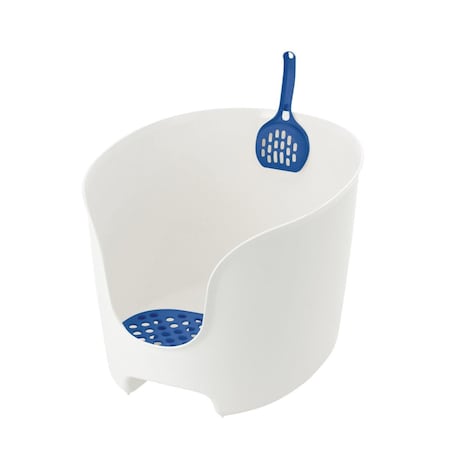 Richell PAW TRAX High Wall Cat Litter Box - White/Blue 60020