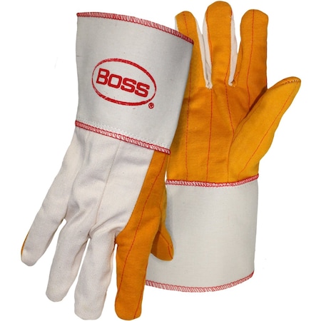 Boss Premium Grade Chore Glove w/Dbl Layer Palm, Cotton Back and Nap-Out Finish, Plasticized Gauntlet Cuff 1BC28571