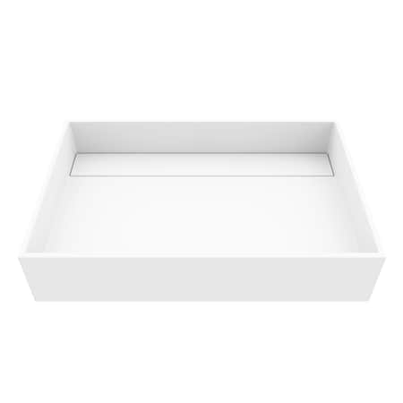 Vigo Montauk Modern White Matte Stone 23 in. L x 15 in. W x 5 in. H Rectangular Vessel Bathroom Sink VG04026