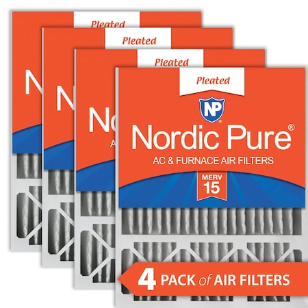 Nordic Pure 16x25x5 Pleated Air Filter, High Capacity, Electrostatically Charged Synthetic Media, MERV 15, 4 PK 16x25x5HM15-4