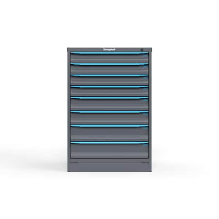 Strong Hold 8 drawer cabinet - (4x 3ft, 2x 4ft, 2x 5ft) - Blue accents - Keyed Alike S3044-PPAAS-0801FS