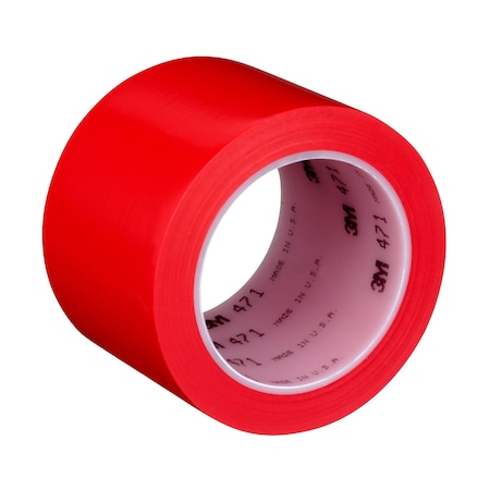 3M Floor Marking Tape, vinyl, No Legend, Red, 3 in W., 5.2 mil Thickness 471