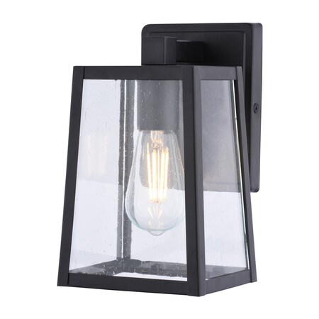 Vaxcel Sutton, 9.5 in H, Black Outdoor Wall Sconce, Seeded Glass, LED Compatible T0817