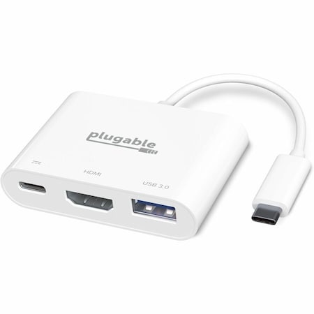 Plugable Technologies USB C TO HDMI MULTIPORT ADAPTER, DRIVERLESS 3-IN-1 USB C HUB WITH 4K HDMI OUTPUT USBC-MD103