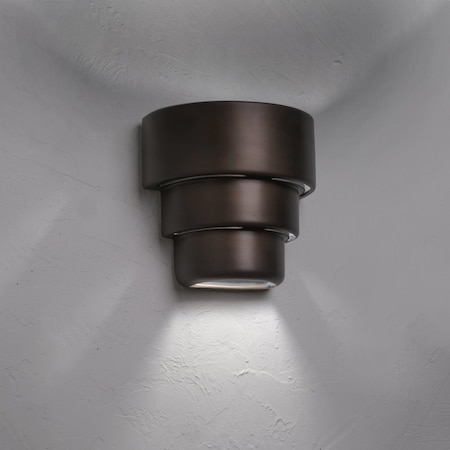 Luxury Lighting Fasciato 10 in Tall Ceramic Outdoor Wall Light, Rubbed Bronze Paint Finish, 2PK (2) 124-00-Abr-ud-7