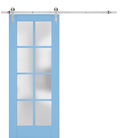 Sartodoors Sturdy Barn Door Solid Core Modern Interior VEREGIO7412BD-S-AQU-18 x 80-Silver Rail
