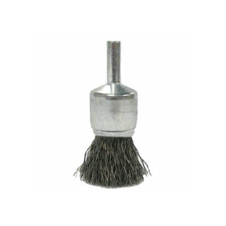 Weiler Crimped Wire Solid End Brushes, Stainless Steel, 22,000 rpm, 3/4 in x 0.02 804-10020