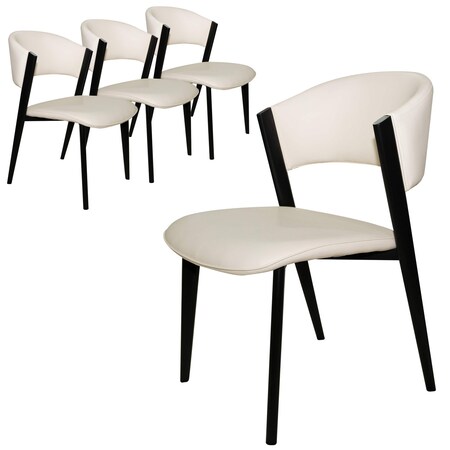 Leisuremod Aspen Collection Modern Dining Chair Black Frame in White, 4PK ACBL51W4