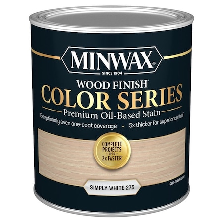 Minwax Wood Finish Color Series Interior Wood Stain, Semi-Transparent, Simply White, Liquid, 1 qt 800520000