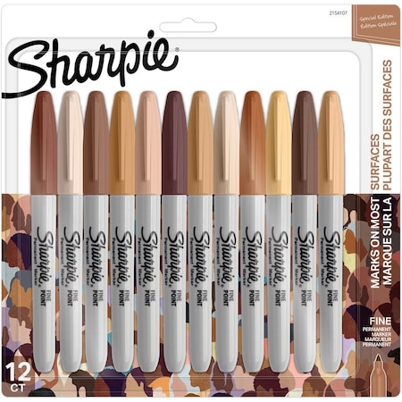 Sharpie Permanent Markers, Portrait Colors, Fine Point, 12 Assorted Colors 2154107