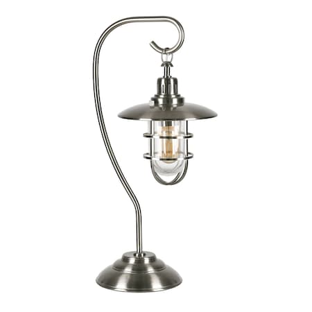Homeroots 22" Nickel Metal Arched Table Lamp With Nickel Cage Shade 524333