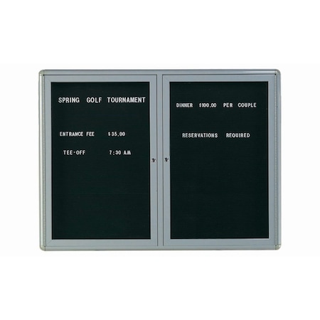 Aarco Radius Design Enclosed Directory, Medium Gray, Board is Black Felt, 36''Hx48''W 2 Door Unit RAD3648GB
