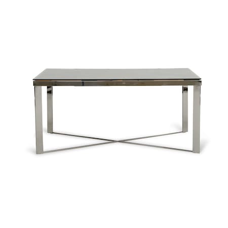 Homeroots 80" Clear And Silver Solid Wood And Stainless Steel Trestle Base Dining Table 283191