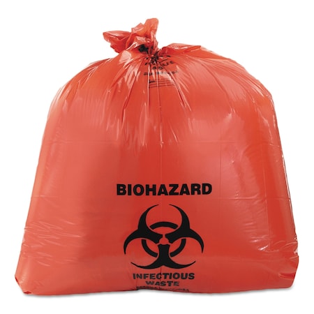 Heritage Healthcare Biohazard Printed Can Liners, 30 gal, 1.3 mil, 30in x 43in, Red, Flat Pack, 200PK A6043PR