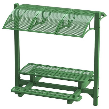 Ultraplay Rectangle Canopy Picnic Table, Green, Perforated Metal, 79-1/2 in L, Dot 320-P6