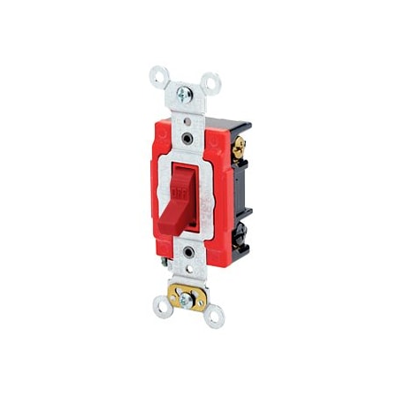 Leviton Toggle Switch, 20 Amp, 120/277 Volt, Red 1223-2R