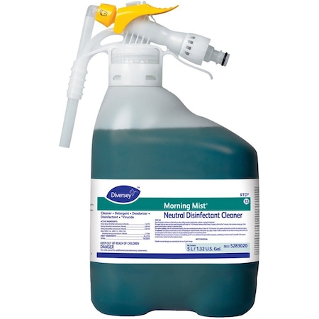 Diversey Neutral Disinfectant Cleaner Concentrate, 5L Hose End Sprayer, Unscented, Blue/Green 5283020