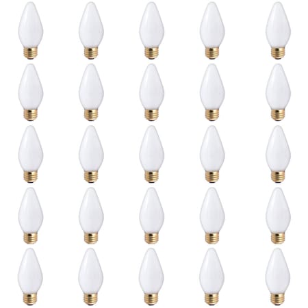 Bulbrite 25W Dimmable White F15 Fiesta Incandescent Light Bulbs, Medium E26 Base, 2700K, 25PK 861170